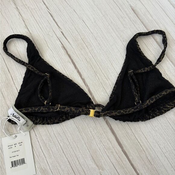 Andie X Demi Moore The Tropez Triangle Swim Top Black Gold - Picture 6 of 9